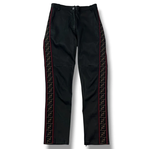 Fendi FF Black Leather Trousers