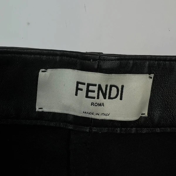 Fendi FF Black Leather Trousers