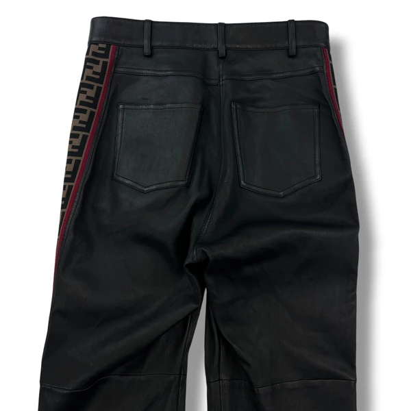 Fendi FF Black Leather Trousers