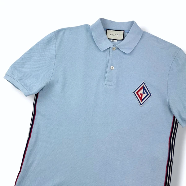 Gucci Diamond Applique Light Blue Polo Shirt