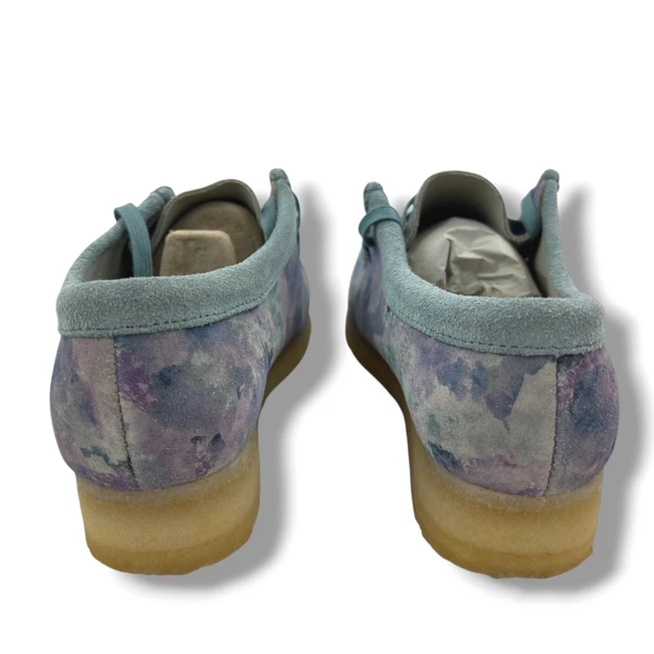 Clarks Wallabee Shoes Blue Watercolour 