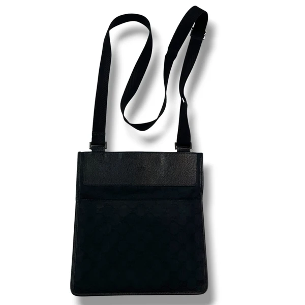 Gucci Black GG Monogram Messenger Bag 