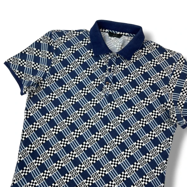 Fendi Navy Check Polo Shirt