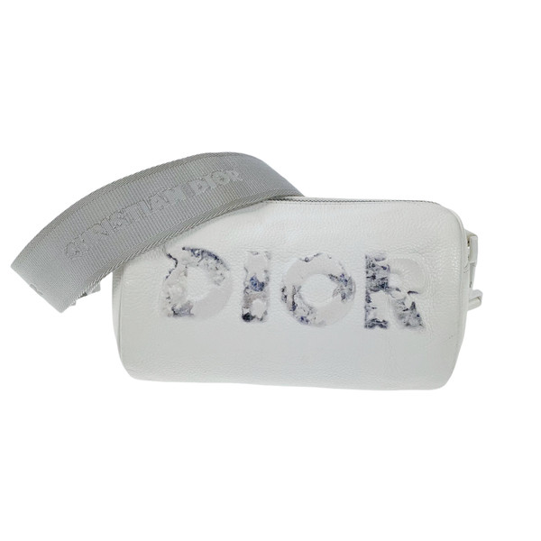 Christian Dior x Daniel Arsham White Grained Leather Roller Bag 