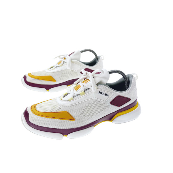 Prada White, Burgundy & Orange Cloudbust Trainers 