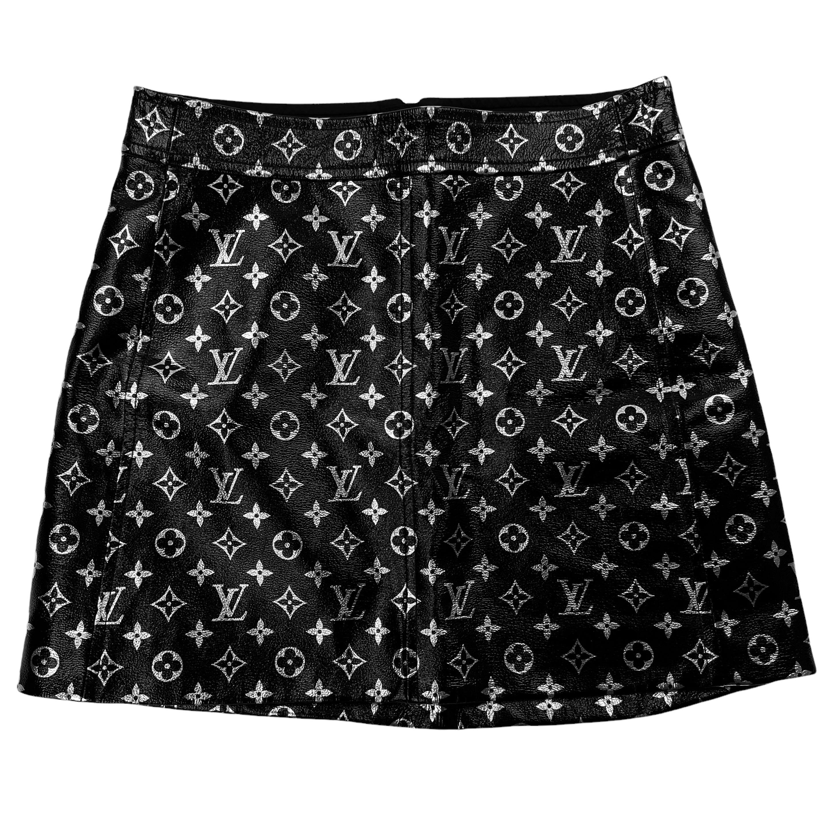 Louis Vuitton Embossed Monogram Leather Mini Skirt