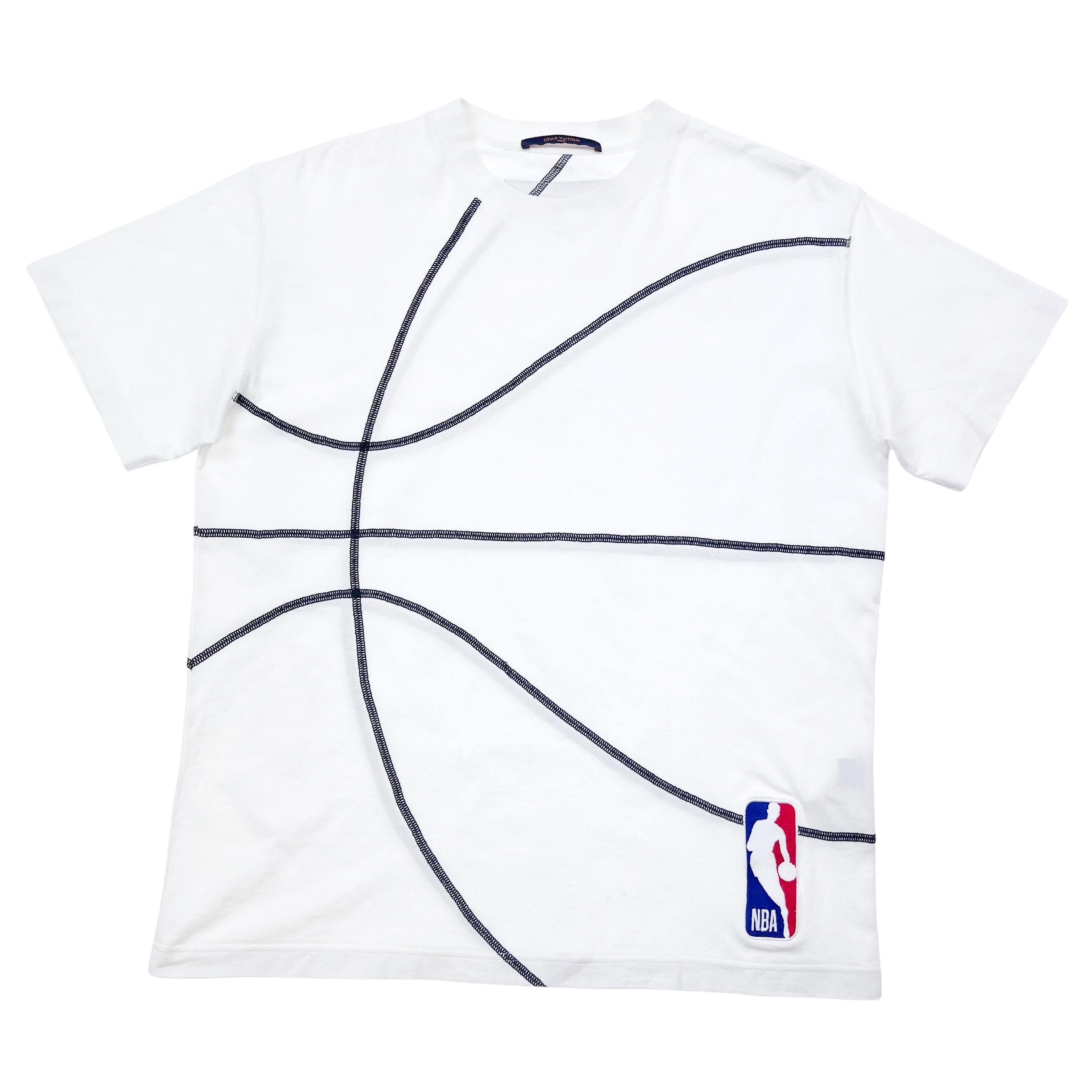Louis Vuitton x NBA Embroidery Detail T Shirt Milk NavyLouis Vuitton x NBA  Embroidery Detail T Shirt Milk Navy - OFour