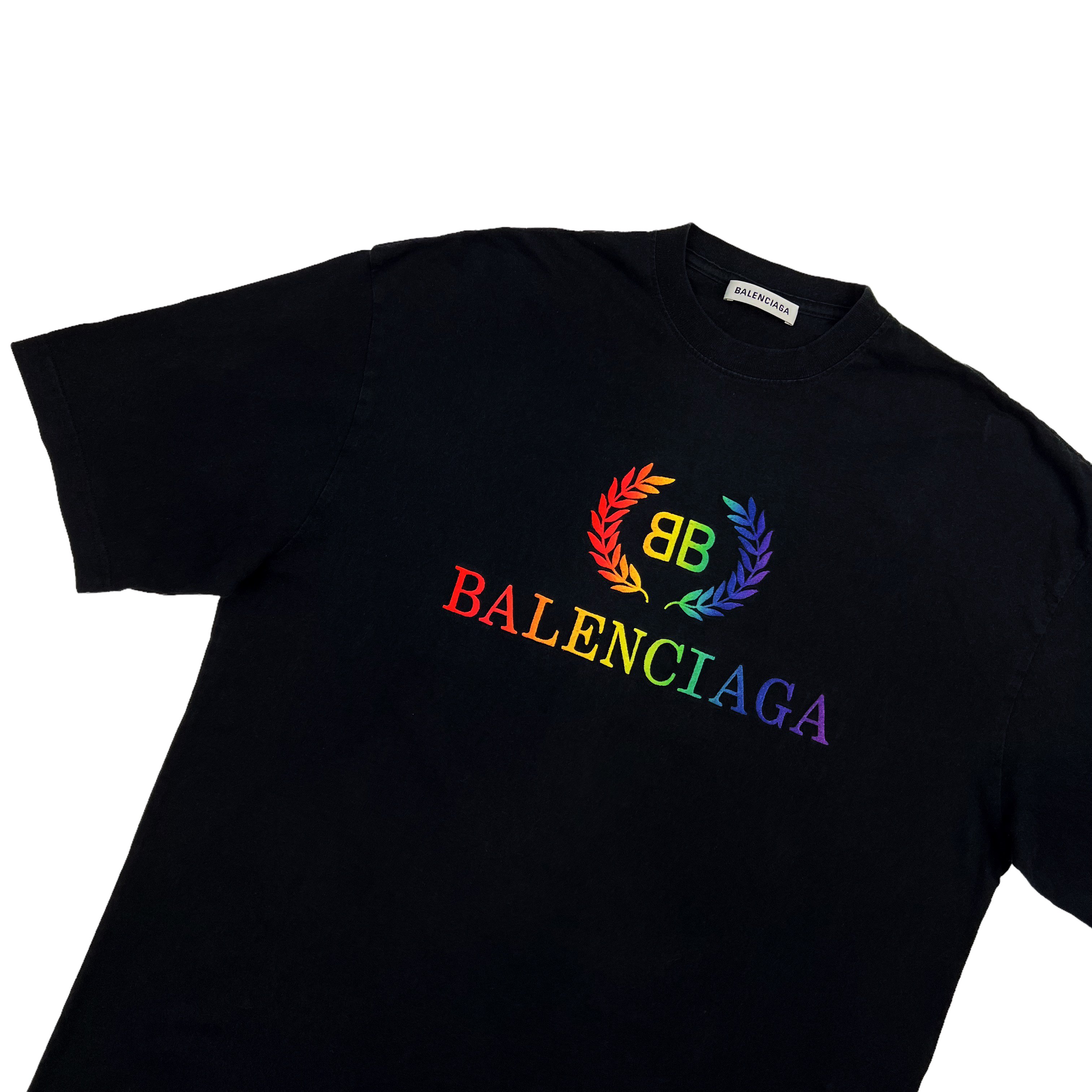 Balenciaga Embroidered Rainbow BB Crest T Shirt - Oliver