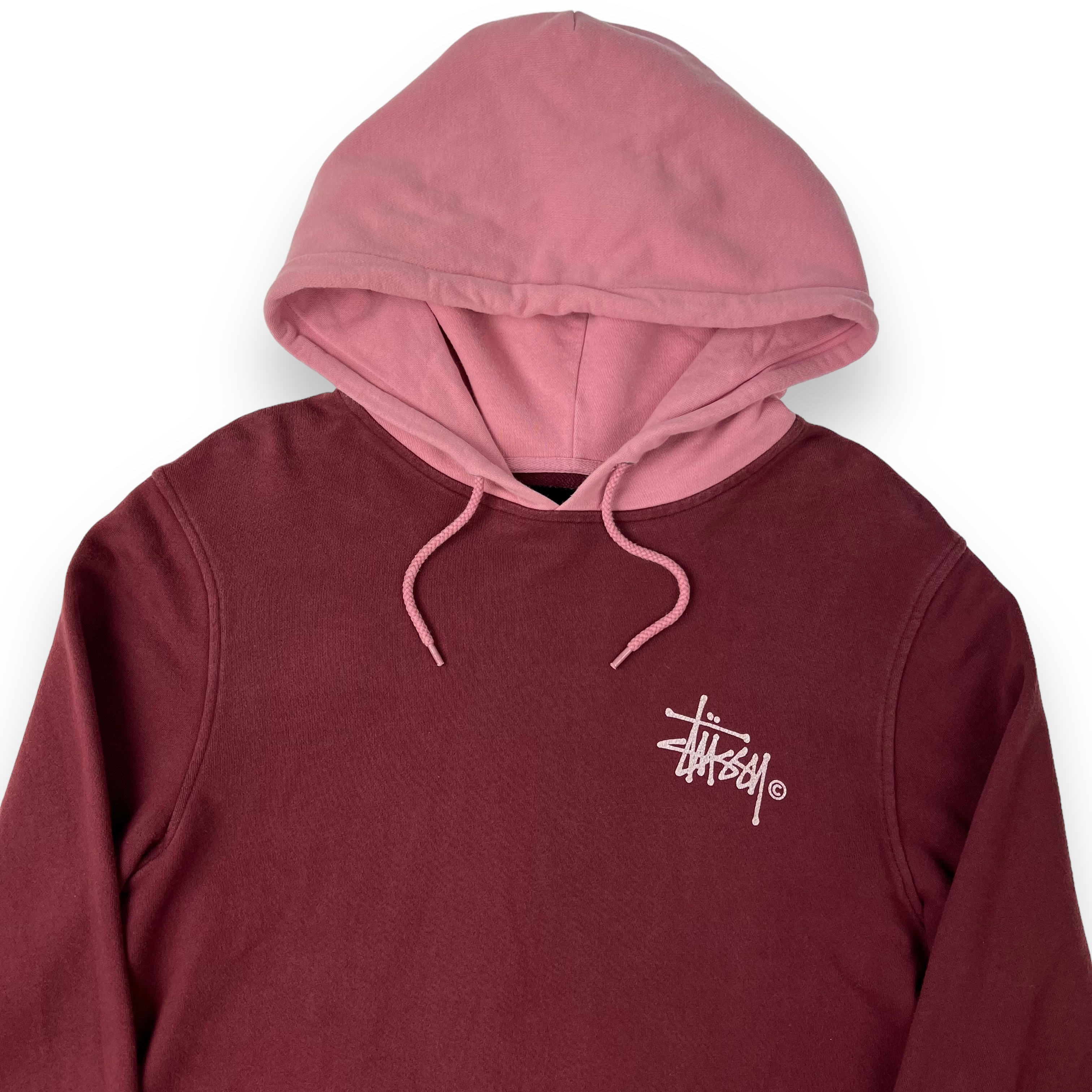 Stussy Red & Pink Two Tone Hoodie - Oliver's Archive