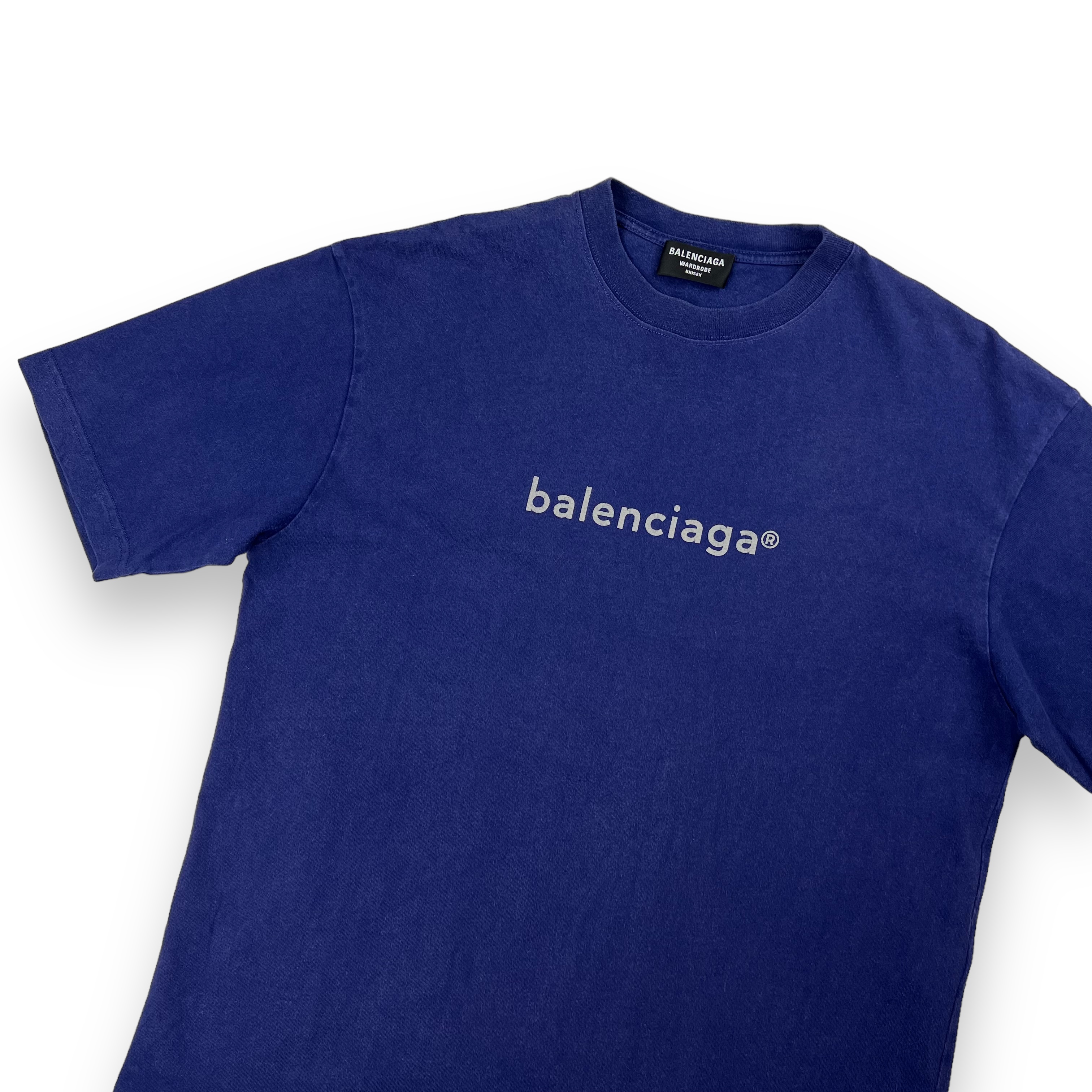 Balenciaga Copyright Logo Blue T Shirt - Oliver's Archive