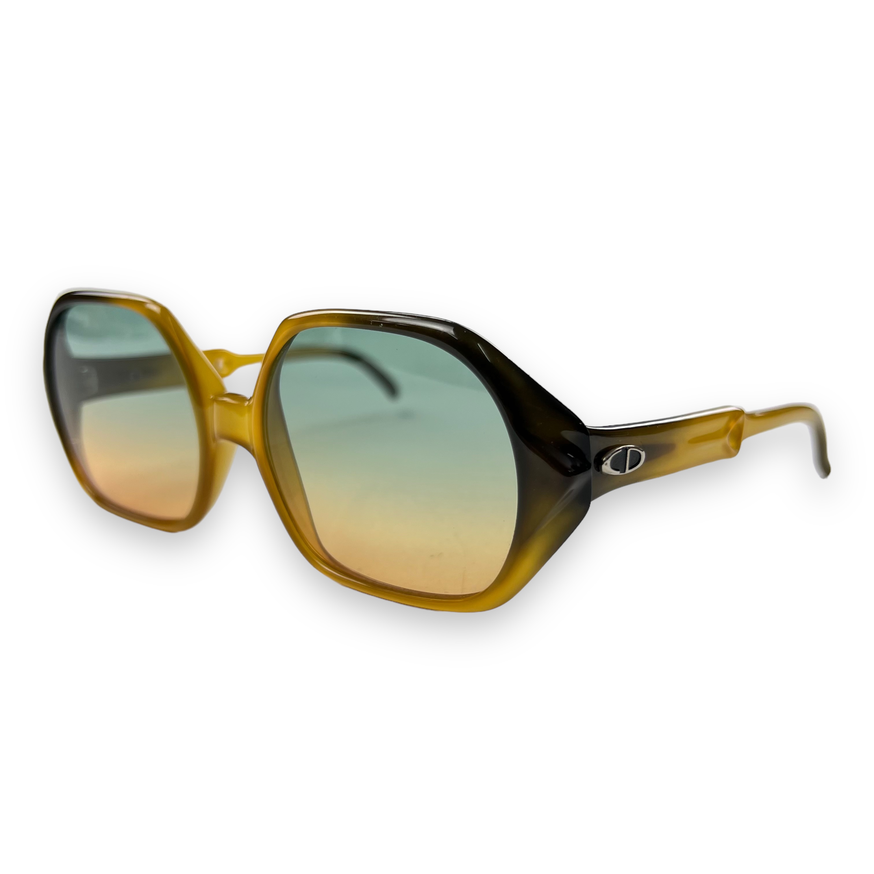 Christian Dior Orange / Dark Green Sunglasses w/ Blue to Orange