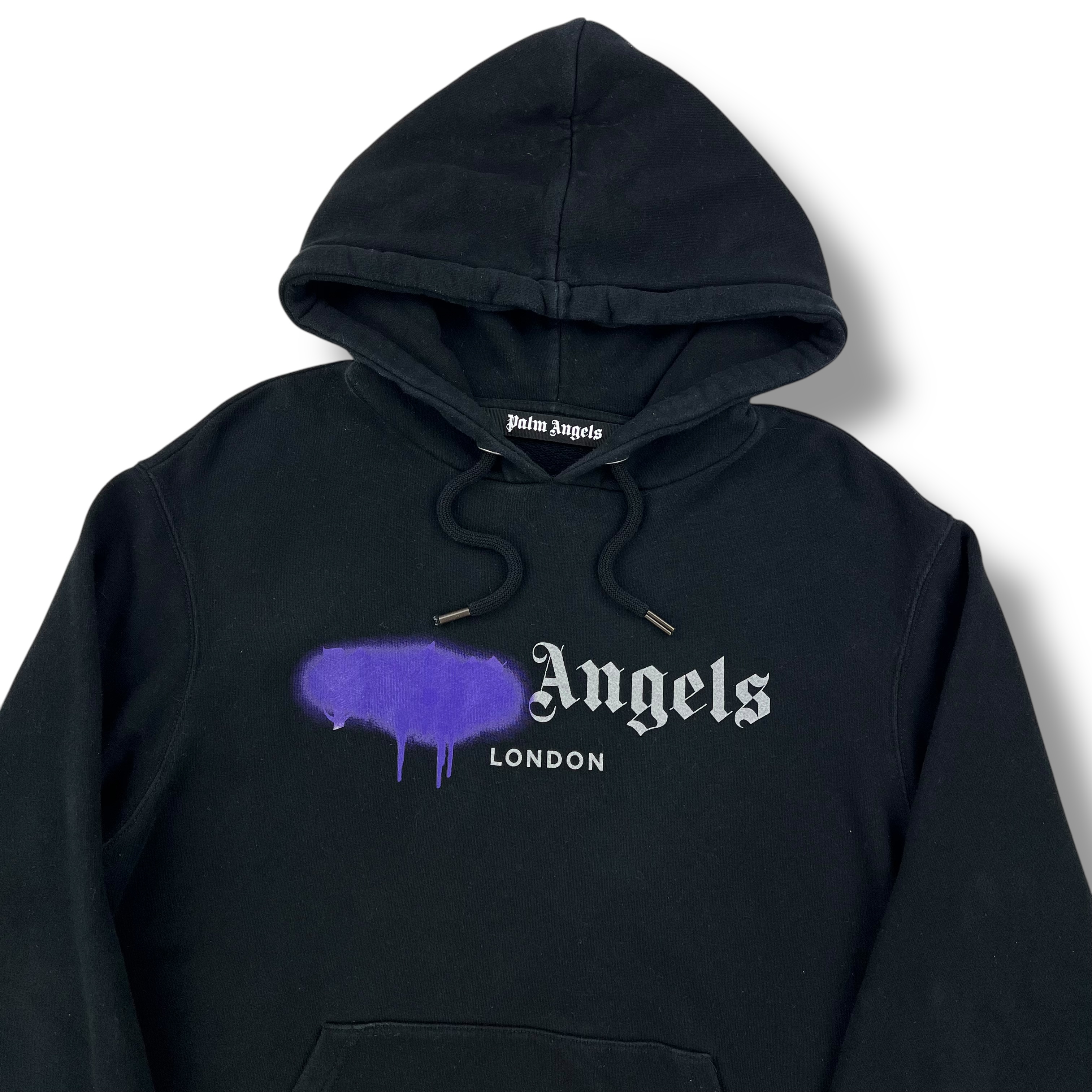 Palm Angels Purple Spray Logo Hoodie Oliver's Archive