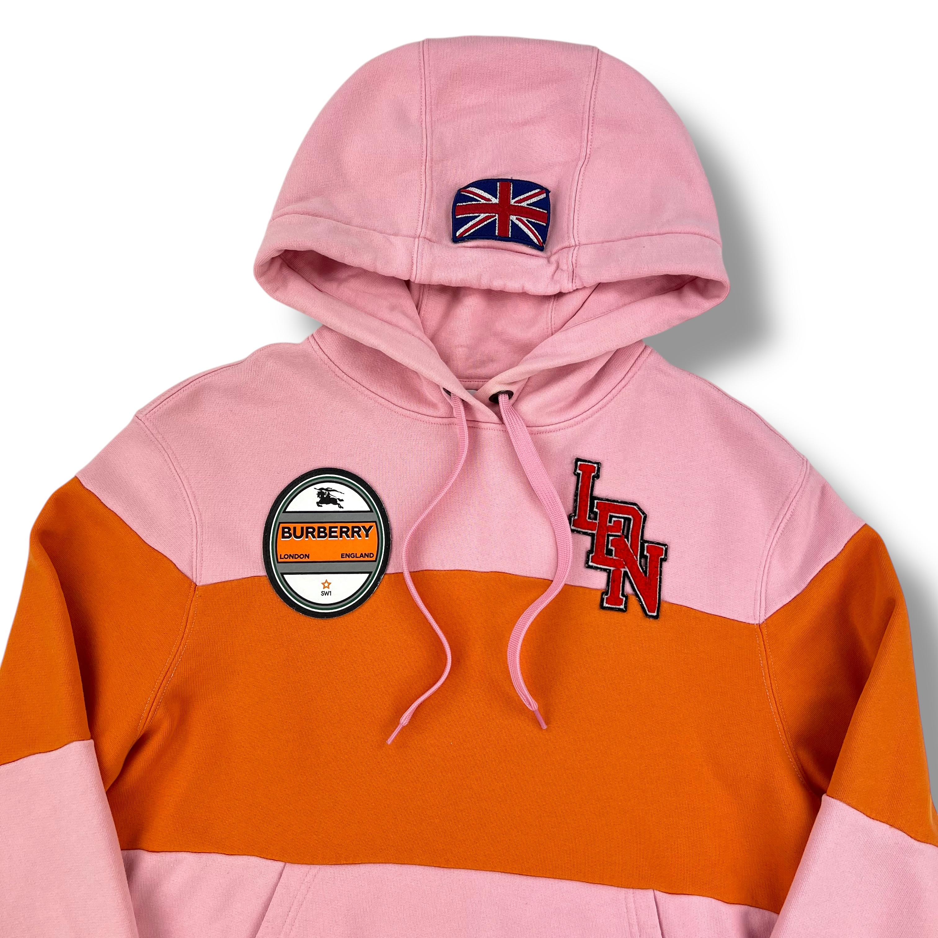 Burberry Pink Orange Panelled Hoodie Oliver's Archive