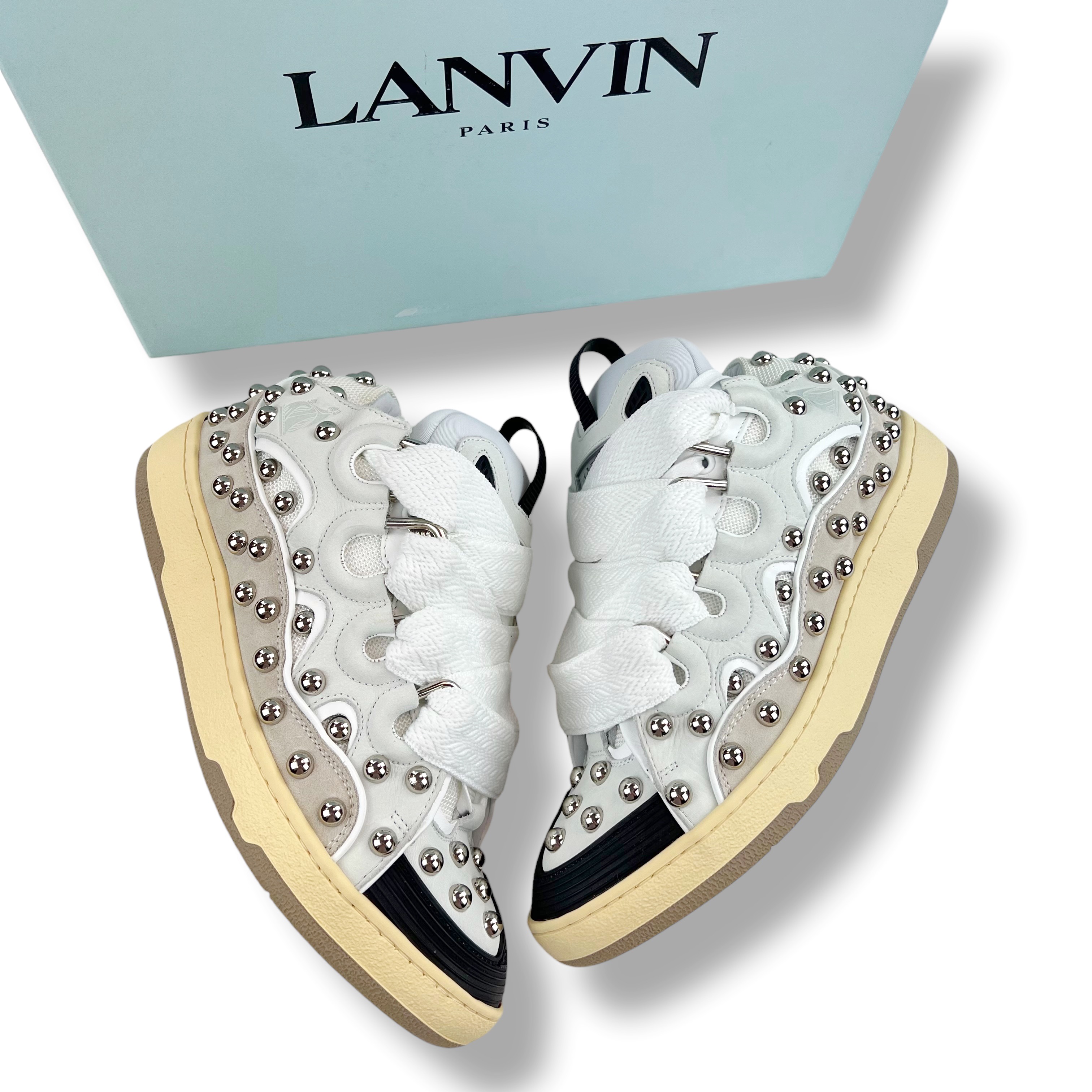 Miss Lanvin12 【078/800】 Lanvin Studded Leather Curb Trainers - Oliver's Archive