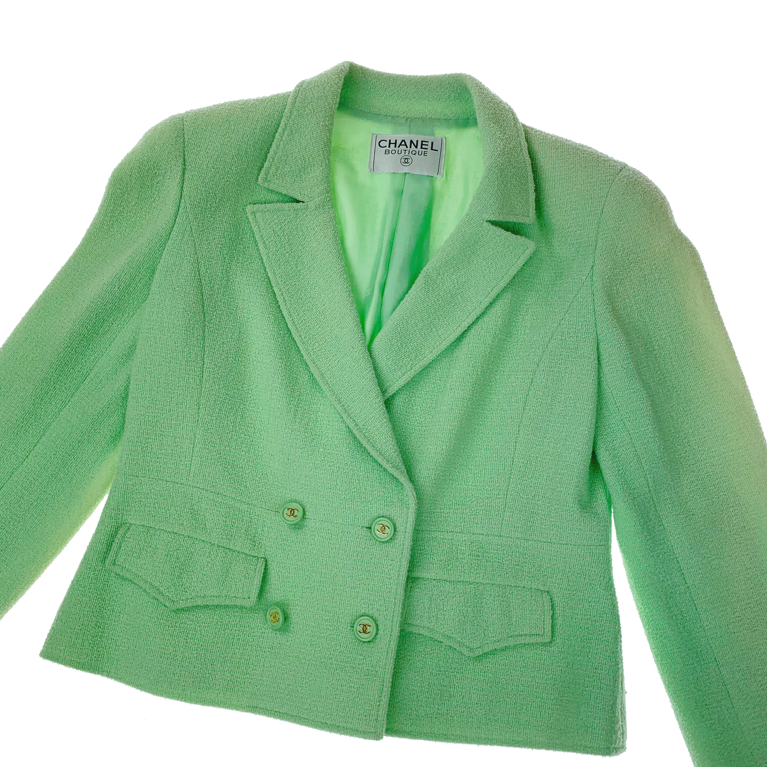 Chanel Lime Green Tweed Jacket Princess Diana - Oliver's Archive