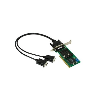 Moxa CP-132UL-DB9M 2-port low-profile Universal PCI serial board, includes DB9 male cable