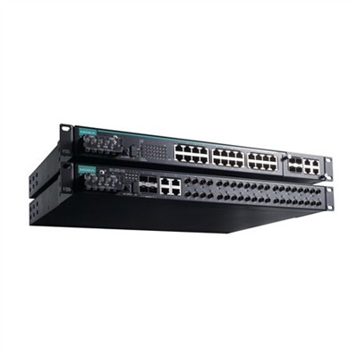 The Moxa PT-7528 Series of IEC 61850-3 28-port Layer 2 managed rackmount Ethernet switches