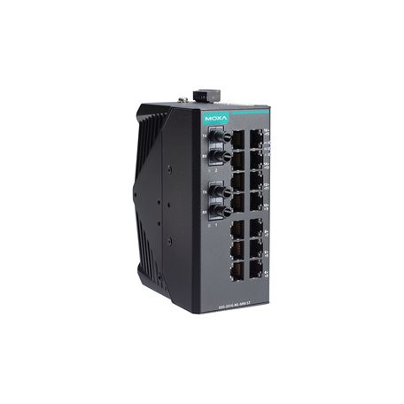 Moxa EDS-2016-ML-MM-ST Unmanaged Ethernet switch with ST connectors, -10 to 60°C operating temperature