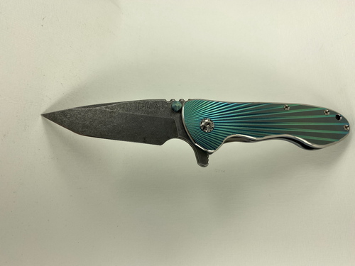 #049 The Fallen Star Knife, Built by knife maker Christopher Gillian
July 2021, Acid Washed XHP Blade, Anodized 95V