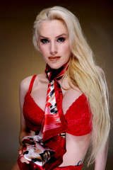 Roxy Cox - Red Lingerie & Scarf - 41 Images