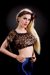 Roxy Cox in Leopard Print Crop Top & Head Scarf - 35 Images