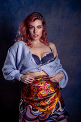 Arabella Blue Jumper & Orange Scarf - 55 Images