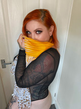 Jayne Horror Sheer Black Body & Orange Scarf - 49 Images