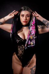Carla Chick - Black Body & Scarf - 36 Images