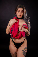 Carla Chick - Red Sheer Scarf - 29 Images