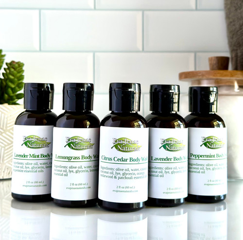 Discover your new favorite natural body wash scent! Sampler set includes five 2 oz samples 