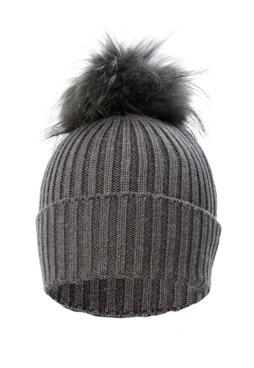 dark grey bobble hat