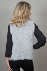 Short Light Gray Rabbit and Fox Fur Gilet