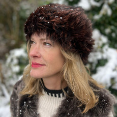 Dark Brown Fox Fur Headband FFH8014A-D04.
