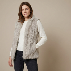 Short Stone Rabbit and Fox Fur Gilet  FF46A-12