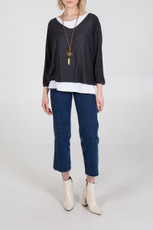 Double Layer Summer Top with Necklace in Charcoal