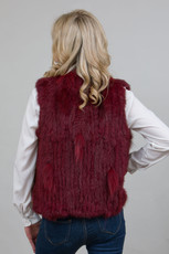 Short Red Rabbit and Fox Fur Gilet  FF46A-08