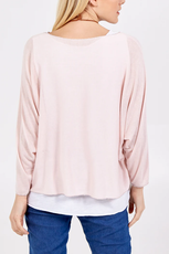 Double Layer Summer Top with Necklace in Pink