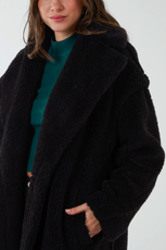 Stylish Faux Fur Teddy Coat in Black NL5111-01