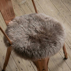 Round Sheepskin Chair Pad - Taupe