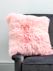 Natural Sheepskin Cushion - Blush Pink