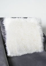 Mongolian Sheepskin Cushion - White