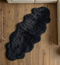Black Double Sheepskin Rug - SDSBLACK