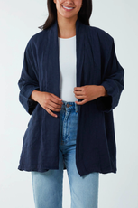 Linen Kimono Jacket in Navy