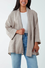 Linen Kimono Jacket in Stone