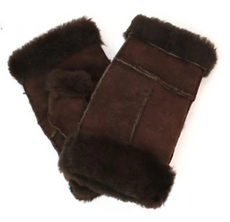 Womens Sheepskin Glittens in Brown