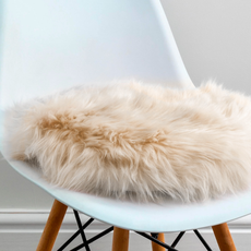 Round Sheepskin Chair Pad - OYSTER