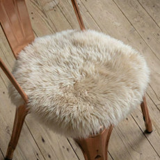 Round Sheepskin Chair Pad - OYSTER