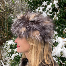 Gray Mocha Fox Fur Headband