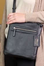 Royal Blue Leather Crossbody Buckle Bag 