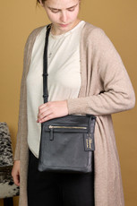 Royal Blue Leather Crossbody Buckle Bag 